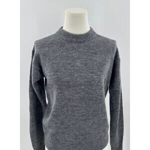 Quince Womens Gray Baby Alpaca Wool Diamond Stitch Sweater Crew Neck XS NWT